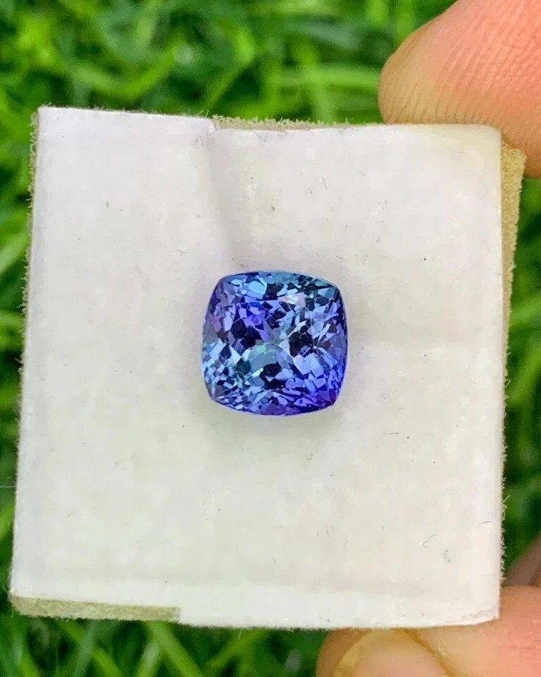 10 Ct + Extremely Rare Natural Blue Tanzanite Cushion Certified Loose Gemstone