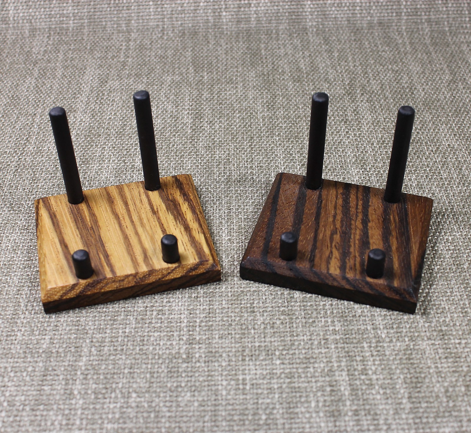 (2) EXOTIC ZEBRAWOOD MINERAL DISPLAY STANDS FOR A MUSEUM QUALITY DISPLAY !!