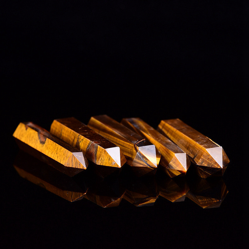70-80mm Natural Tiger’s Eye Quartz Crystal Energy Wand Obelisk Pillar Tower US