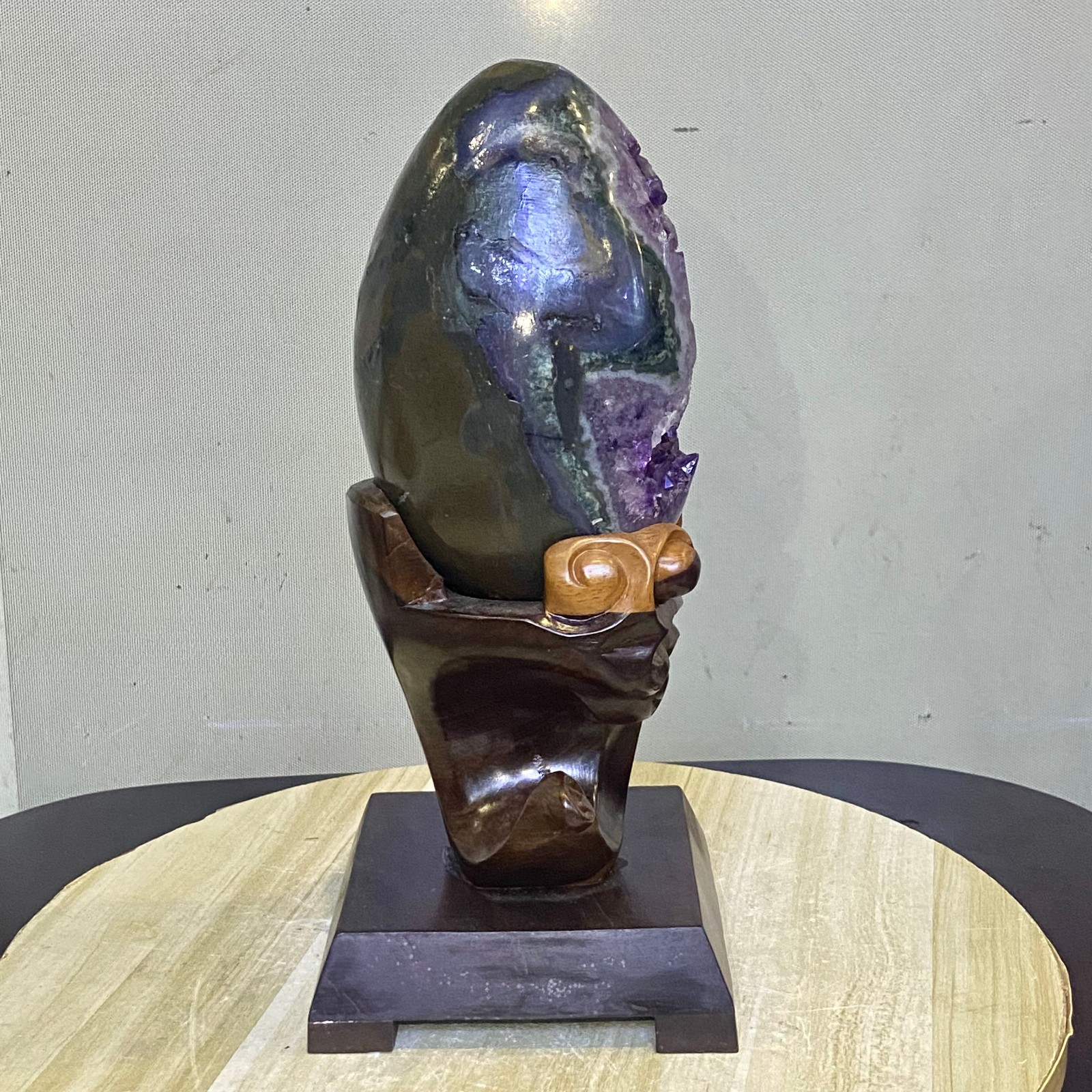 17.85LB Natural amethyst Dinosaur egg Quartz Crystal specimen healing