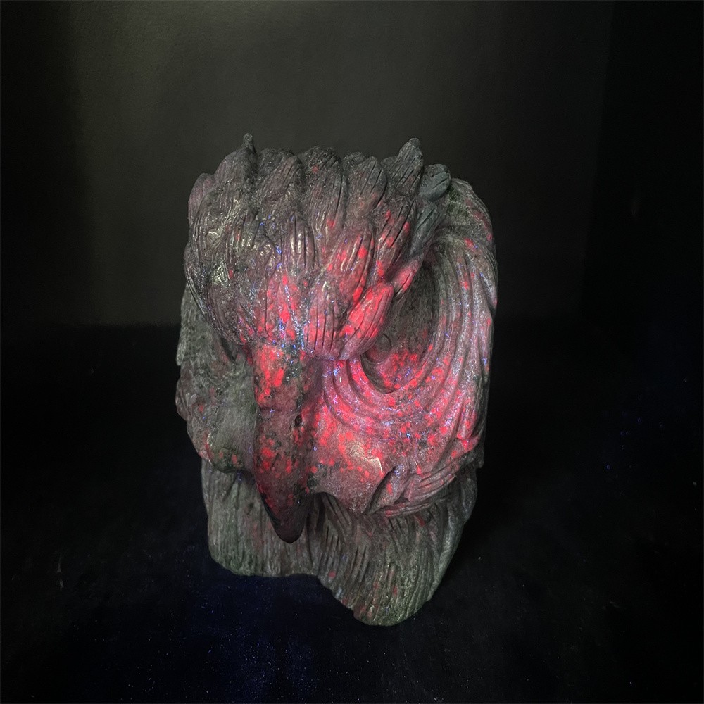 2.3LB 4.4”Ruby in Zoisite Eagle ‘s Head Crystal Quartz Carving Gift