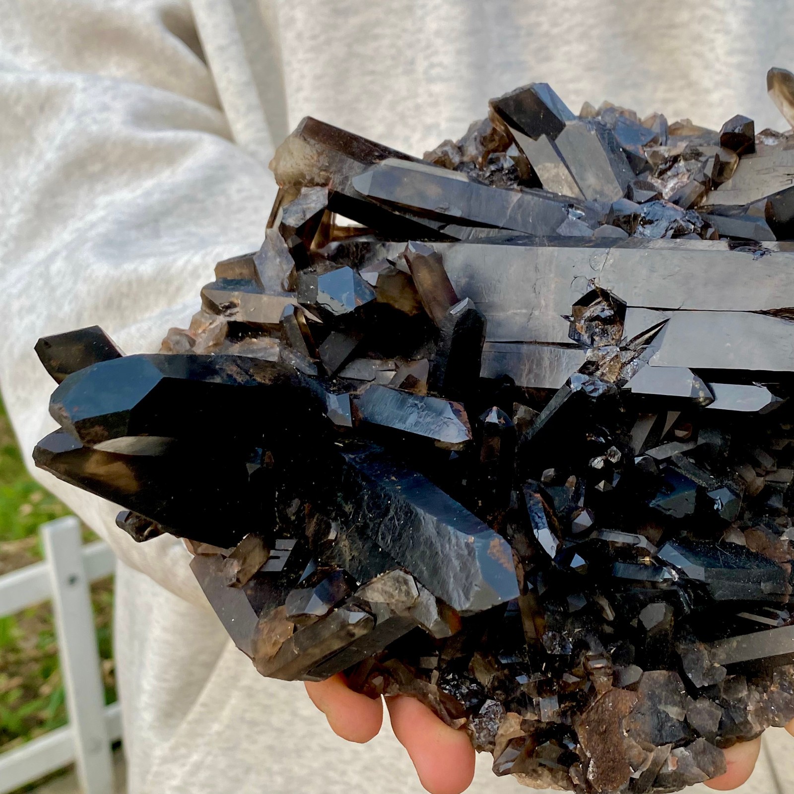 3.7LB Natural Beautiful Black Quartz Crystal Cluster Mineral Specimen Rare