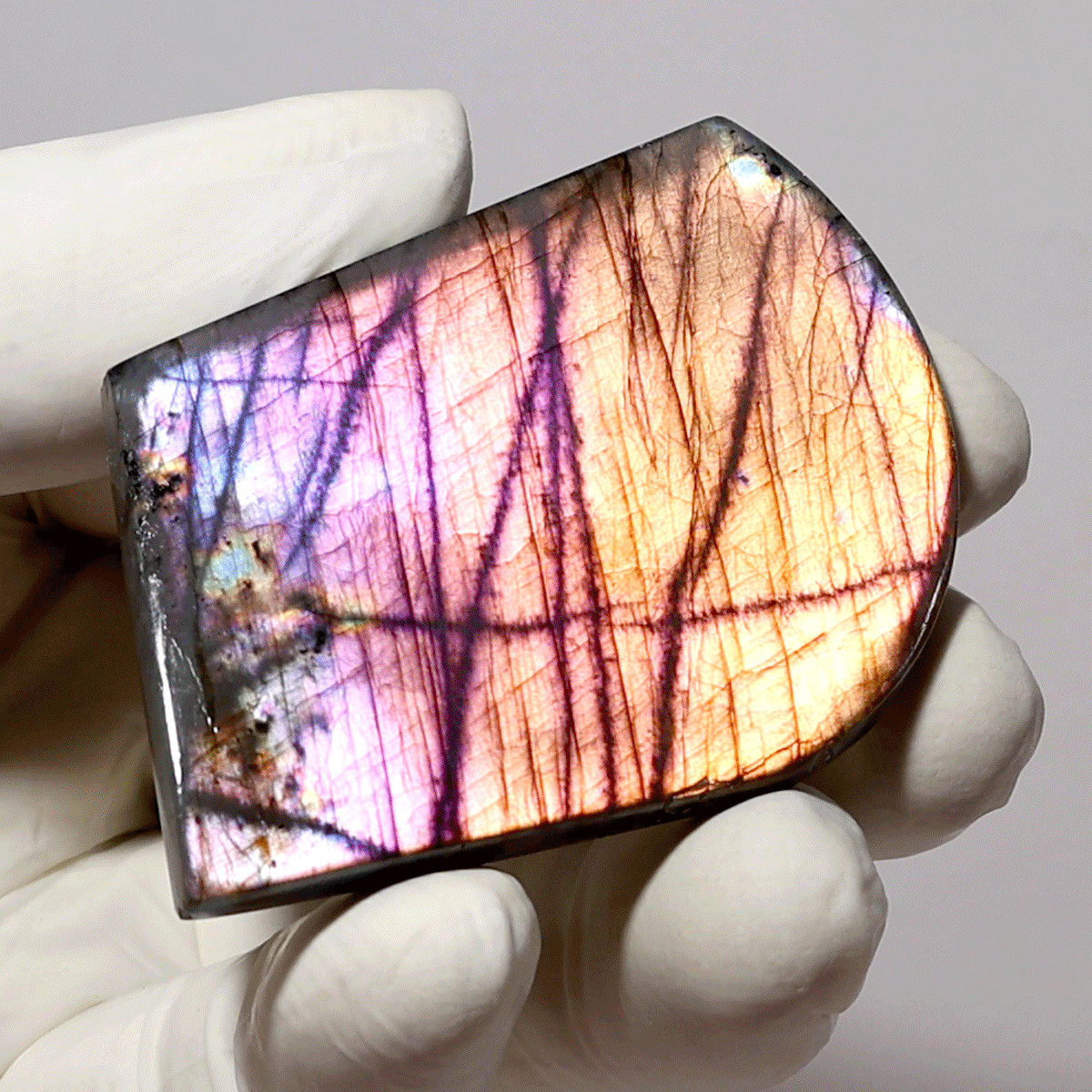 Inner Ignition~ Natural Spectrolite Rainbow Flash Slab~ Freeform Aurora Crystal