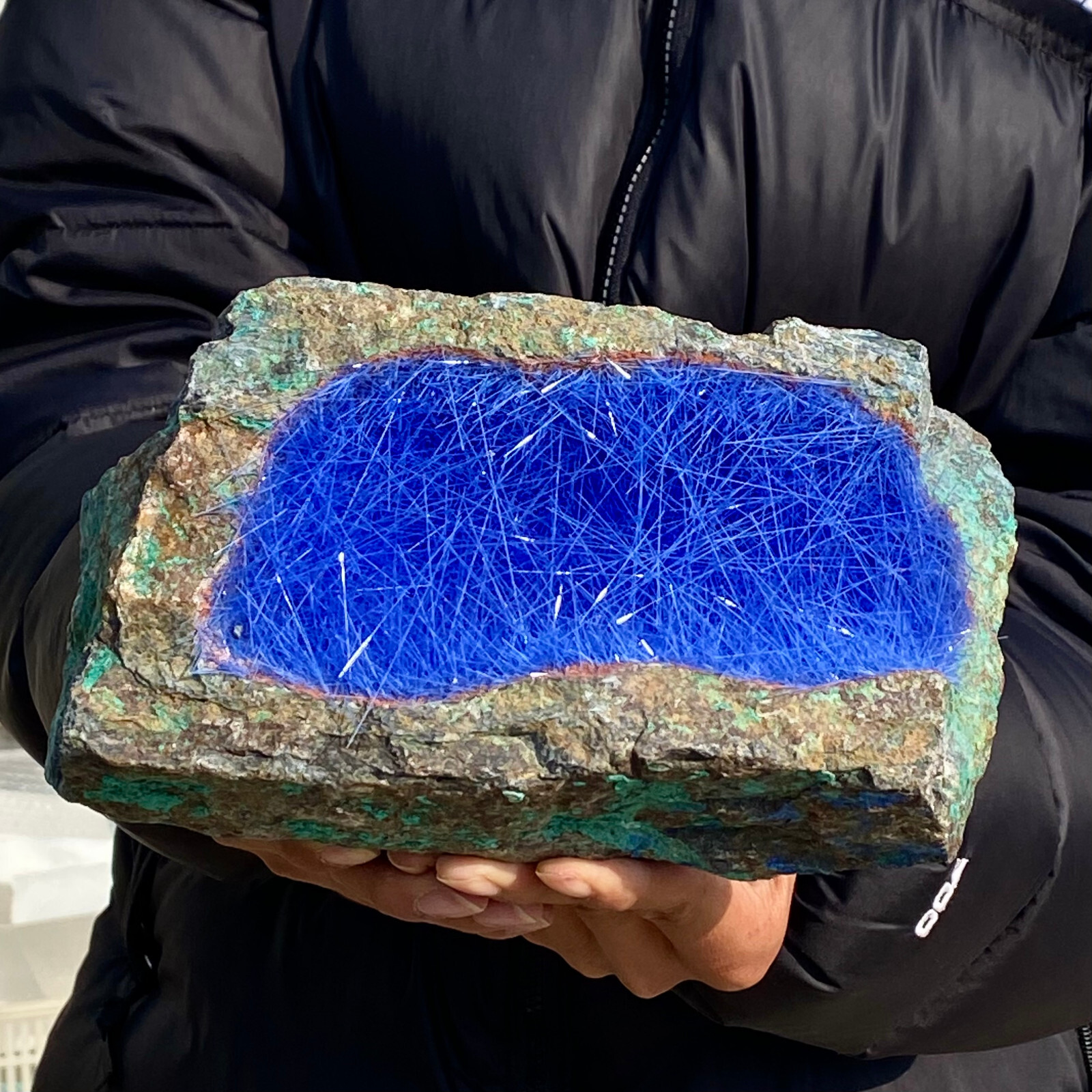 8.18LB Natural Blue Needle Iron Ore Mineral , Original Ore Quartz Crystal