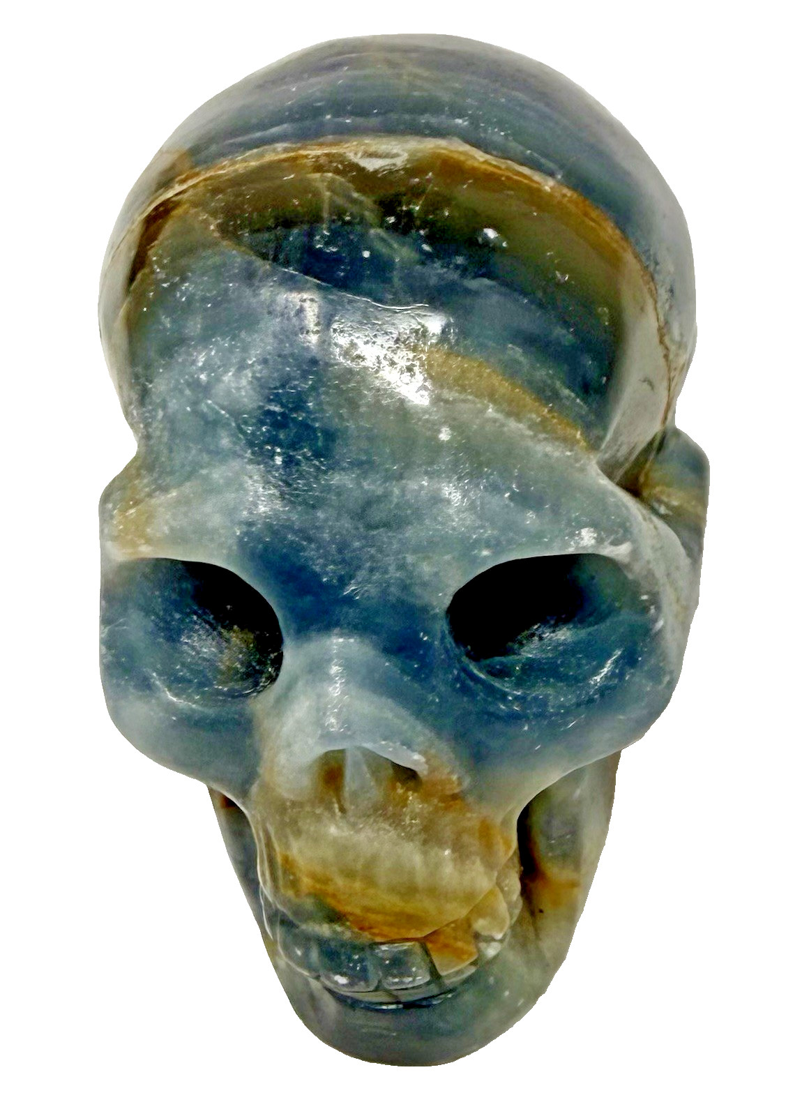 574g Blue Onyx Skull Crystal Beautifully Carved And Polished