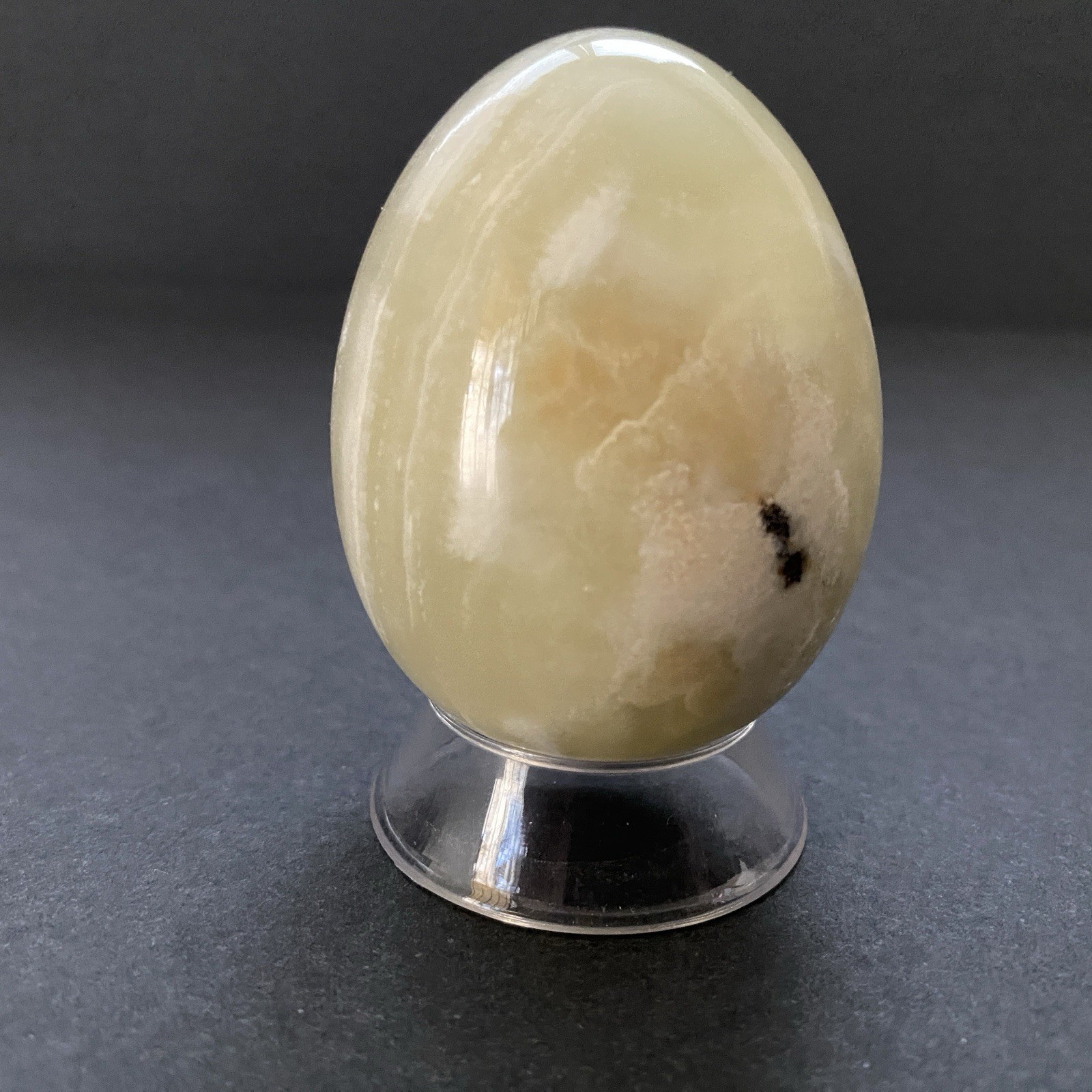 Natural Onyx Stone Egg With Stand Hand Polished Banded Agate Calcite Crystal