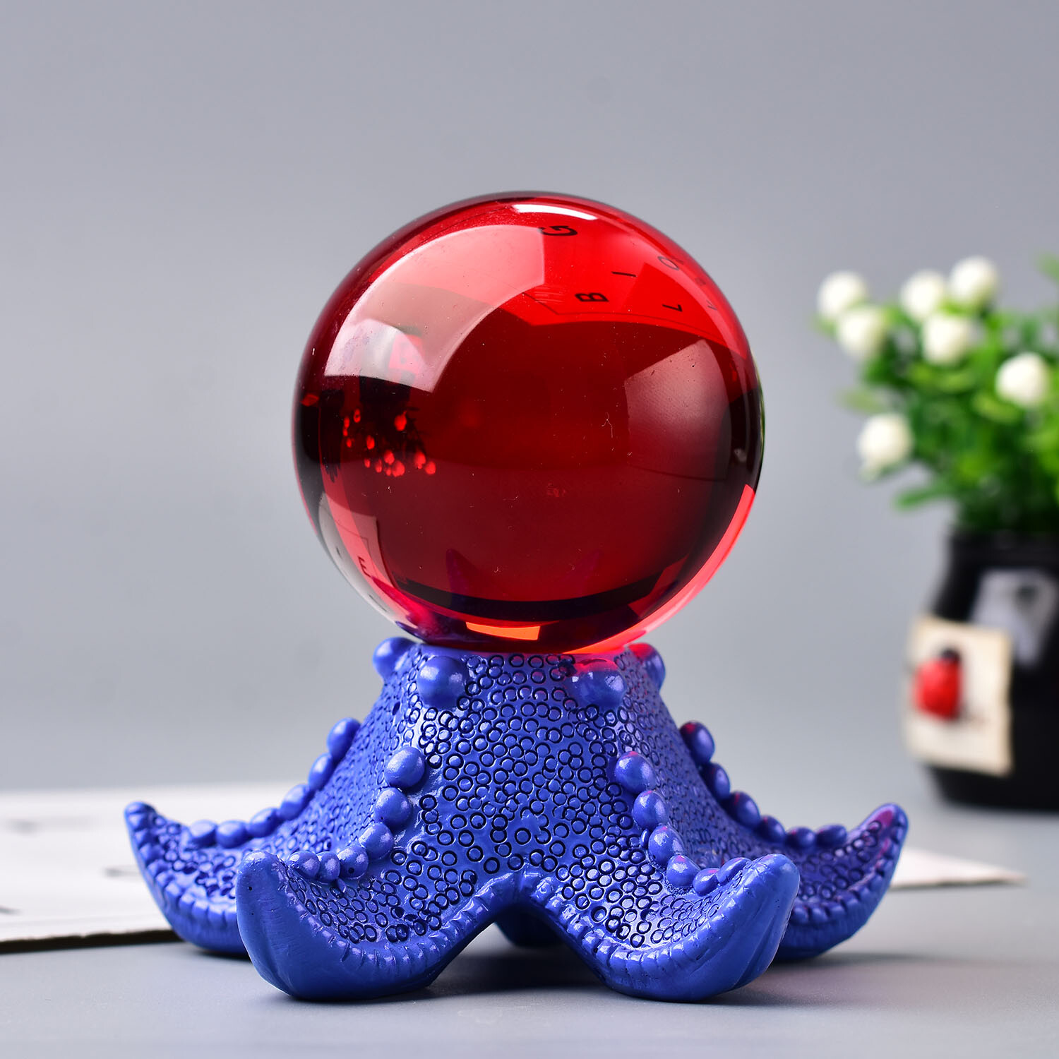 Multi-colored Starfish Crystal Ball Stand Base Room Decor Decoration Holder
