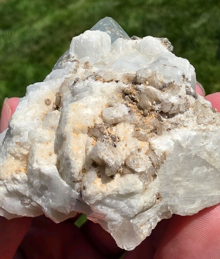 Aquamarine Crystal on White Feldspar Matrix — Natural Mineral Display Specimen