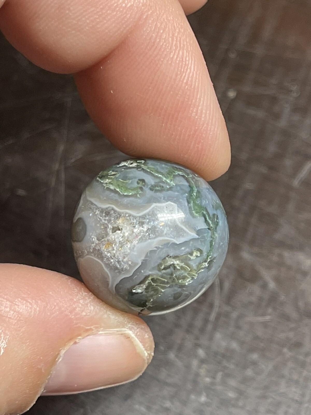 Moss Agate Mini Sphere Ball Orb Marble 19.1mm 9g