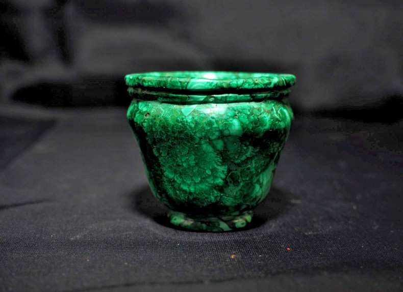 Polished and Carved Malachite Egg Cup