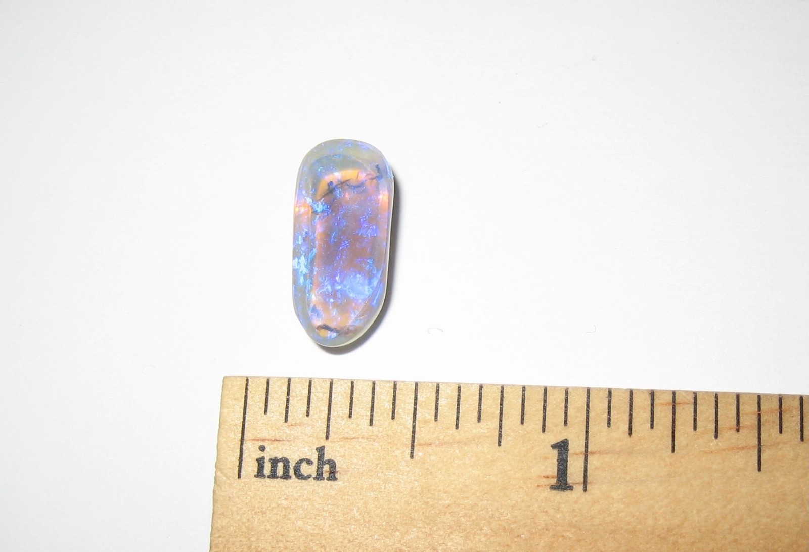 15mm x 7mm POLISHED LIGHTNING RIDGE OPAL CRYSTAL CABOCHON FULL COLOR BLUE 4ct *1