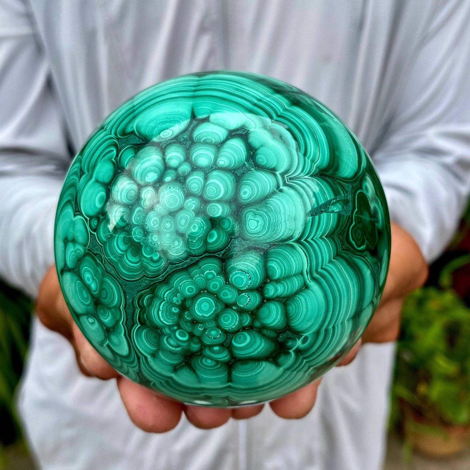 2.51LB Rare Natural Malachite quartz hand Carved sphere Crystal Healing Gem ball