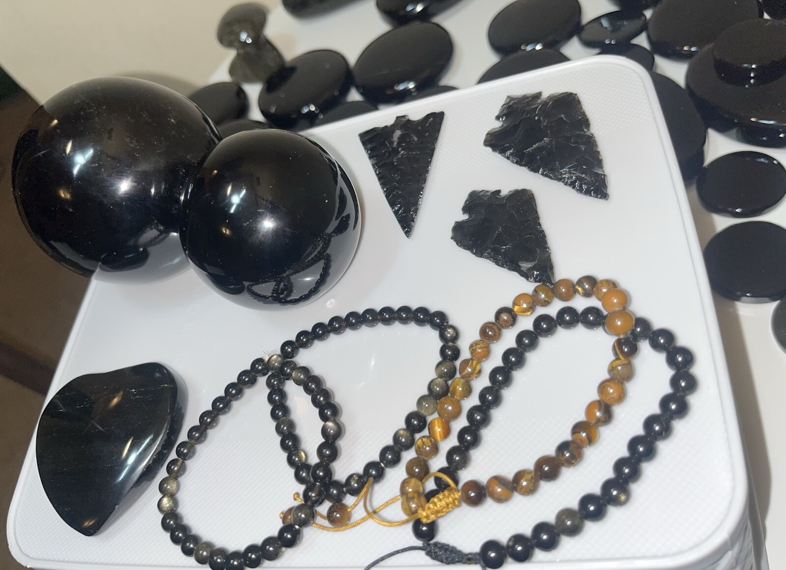 Gold and Black Obsdian Stone: Hot Stones for Massages,Spheres,Bracelets!!!