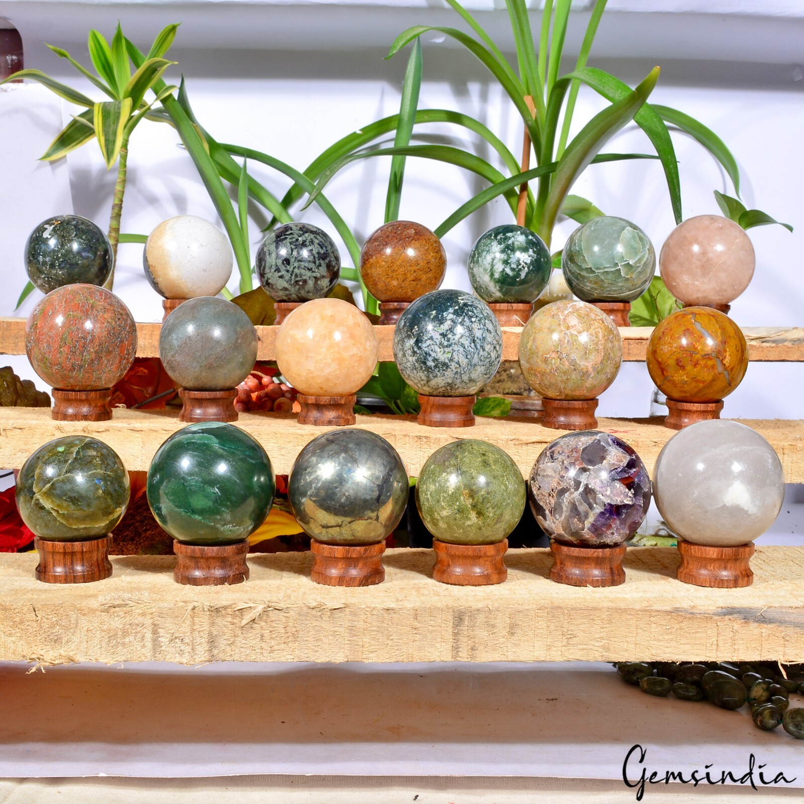 2.9 Kg/19 Pcs Natural Multi Color Huge Gems Sphere Crystal Mineral Healing