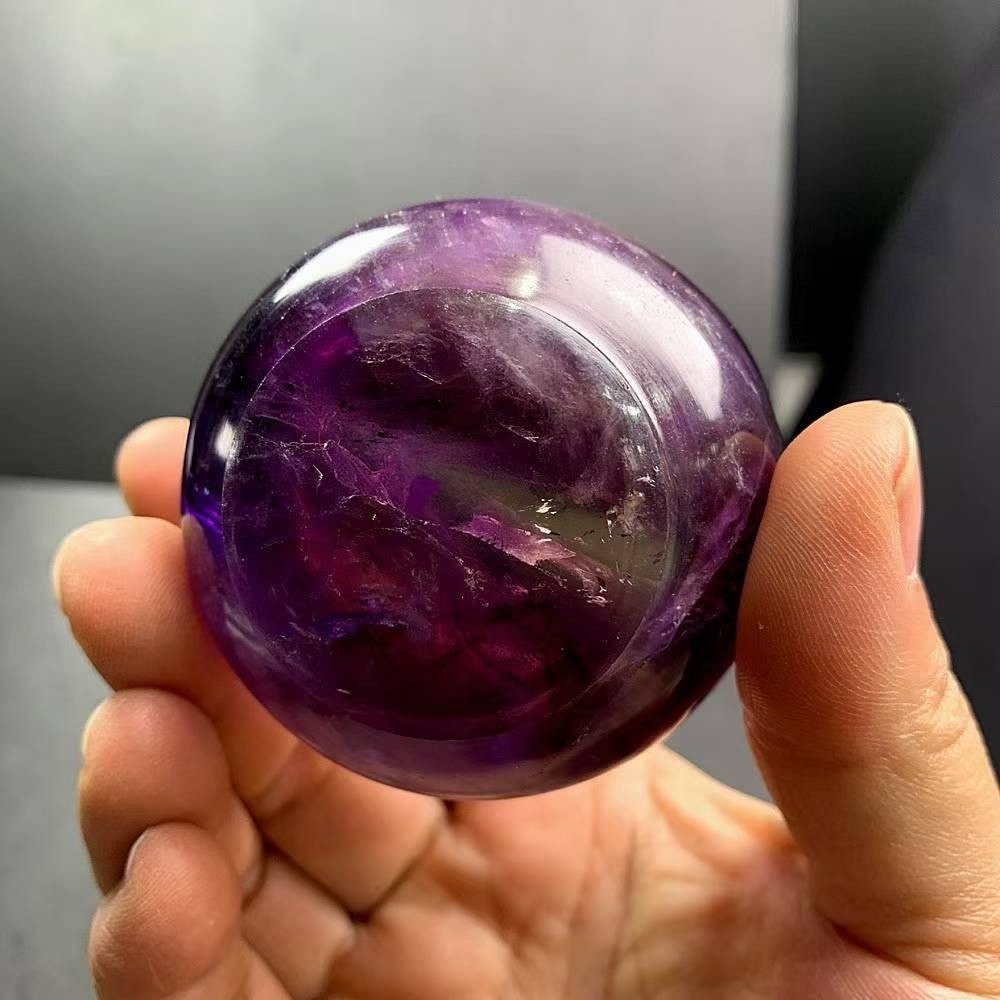 150g Natural Amethyst Quartz Carved Bowl Crystal Mineral reiki Decor