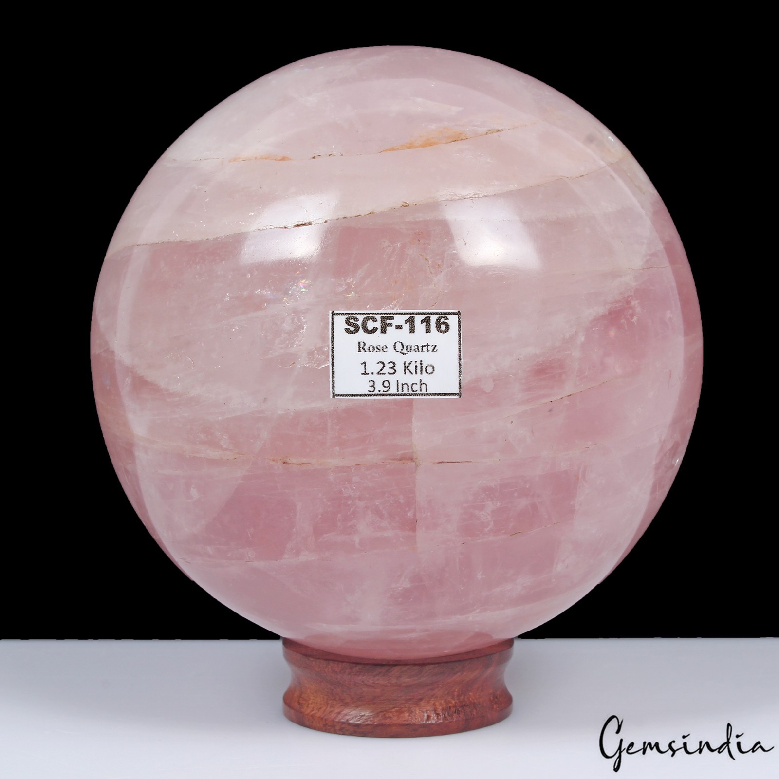 3.9″ Natural Pink Rose Quartz Crystal Healing Mineral Sphere Polished Gemstone