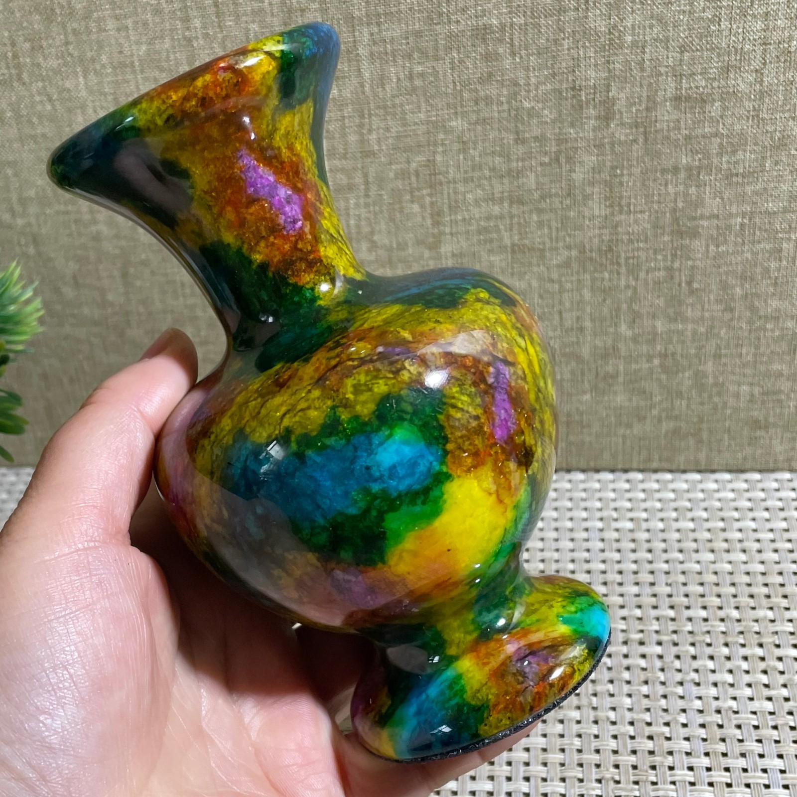 794g Seven Colors Jade vase specimen Decorative -Taiwan China