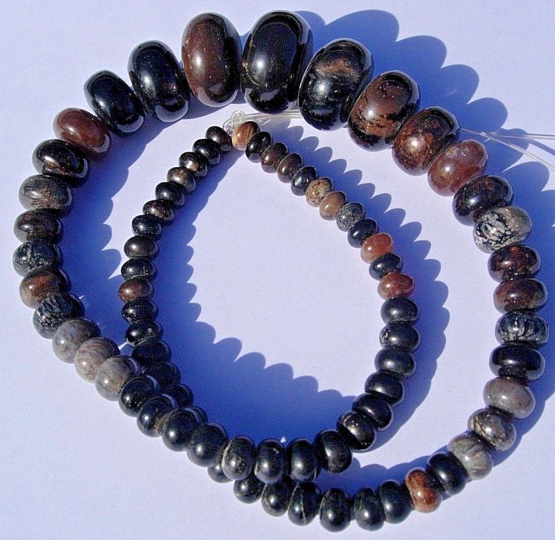 63 grams Tempskya Fern Tree Fossil & Blue Forest Petrified Wood beads Utah B-8
