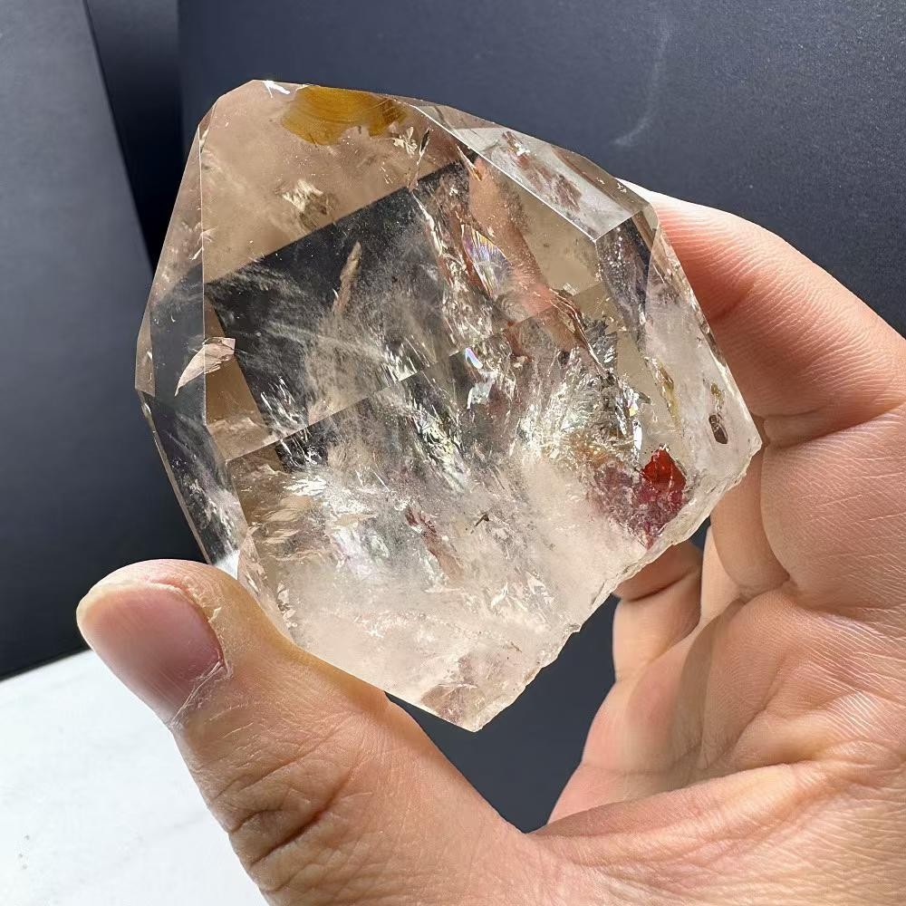 290g Natural Rainbow Smoky Quartz Obelisk Crystal Mineral Reiki Decor
