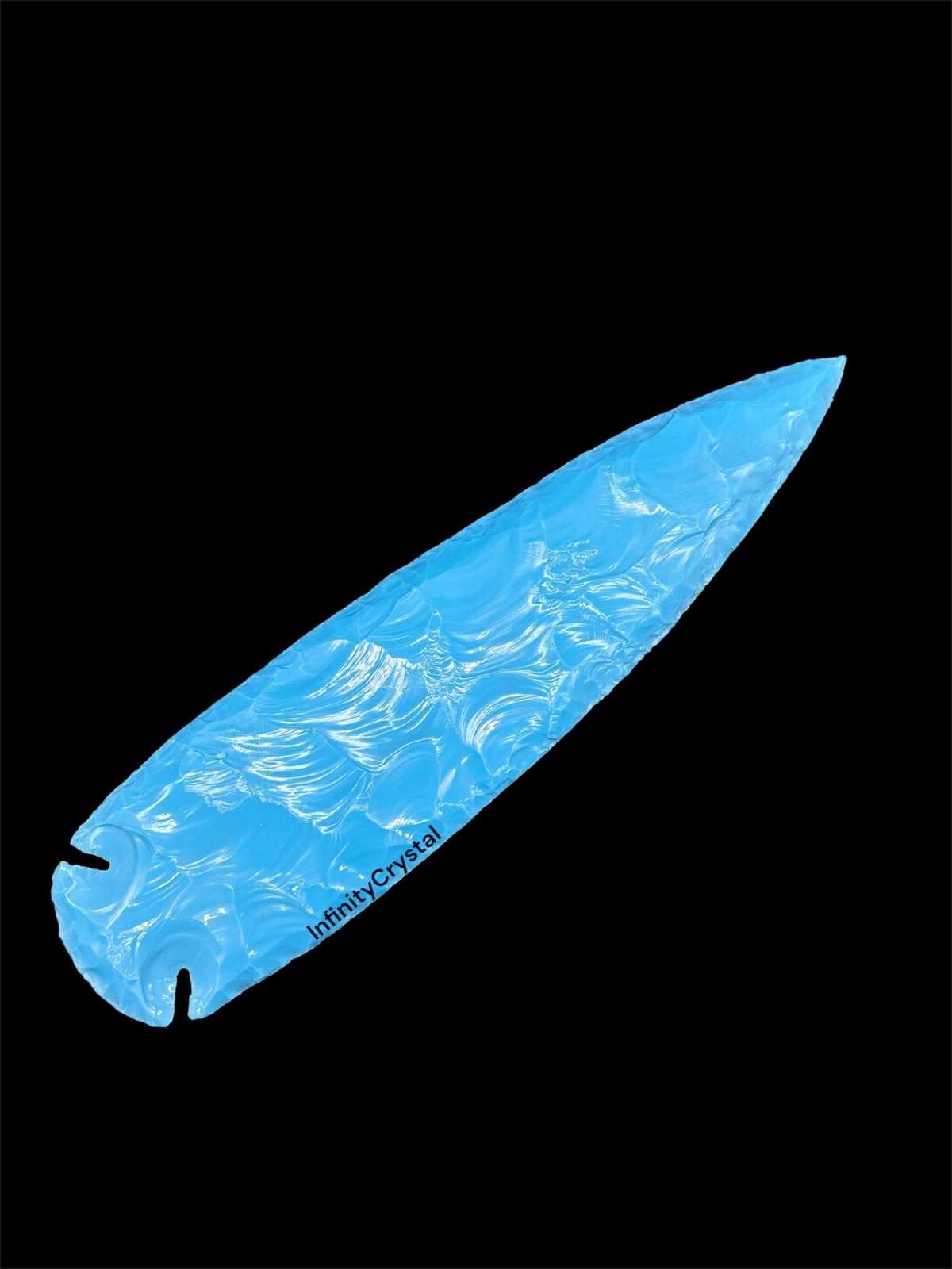 Large Turquoise Glass Arrowhead, Handmade Gemstone Spear Point, Tribal Art Decor