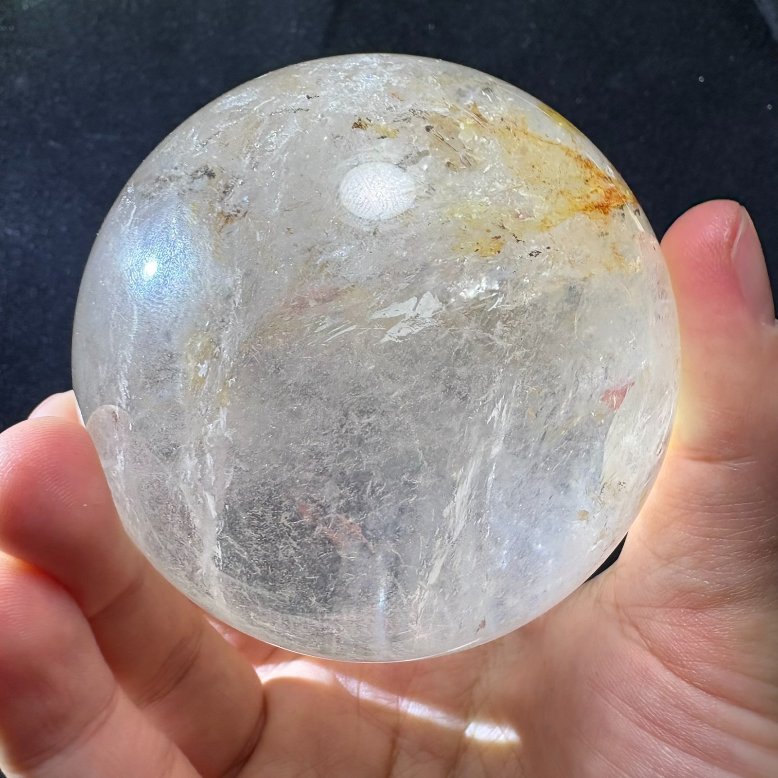 79mm Large Quartz Ball Natural Crystal Sphere w/ USB Light Stand Decoration