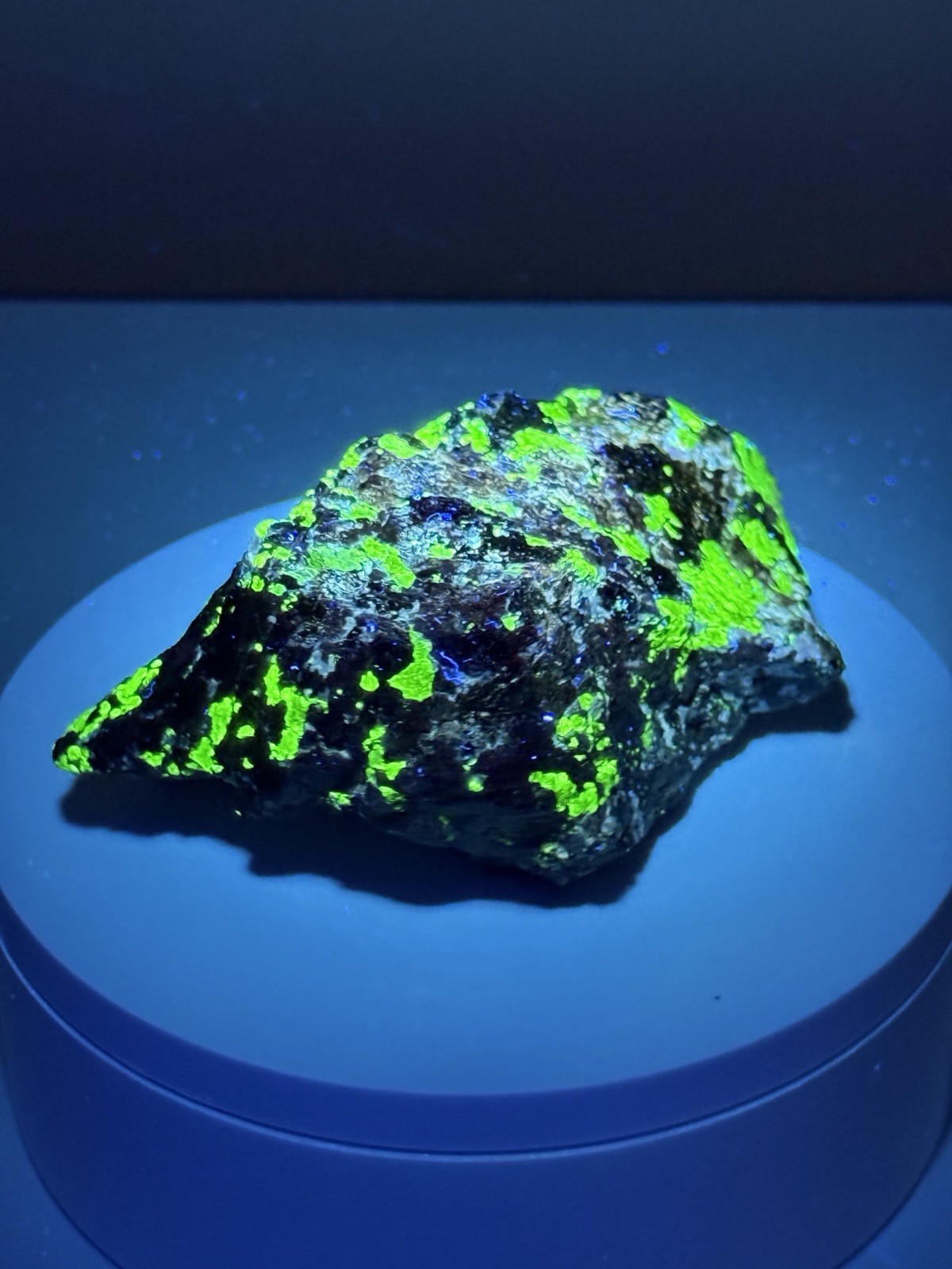 LUMINOUS Hardystonite, Willemite, & Franklinite Fluorescent Mineral Specimen