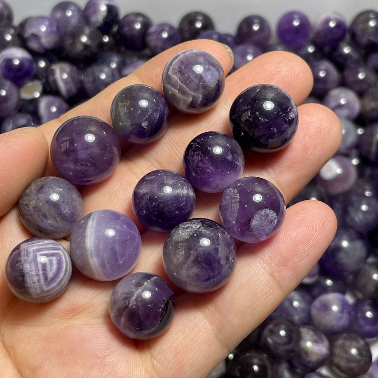 10PCS Dreamy Amethyst sphere Rock crystal ball meditation GemStone random13-15mm