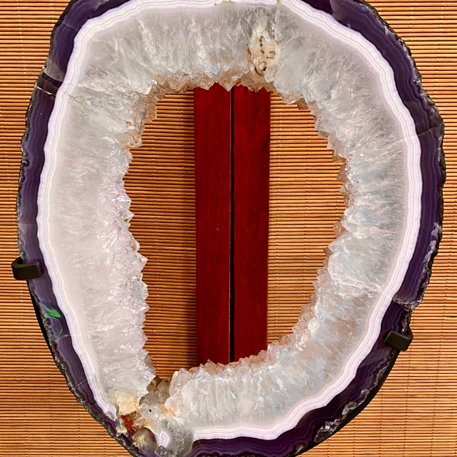 11.13LB Natural Amethyst Cave Crystal Slice Crescent shaped Hand Cut Repai