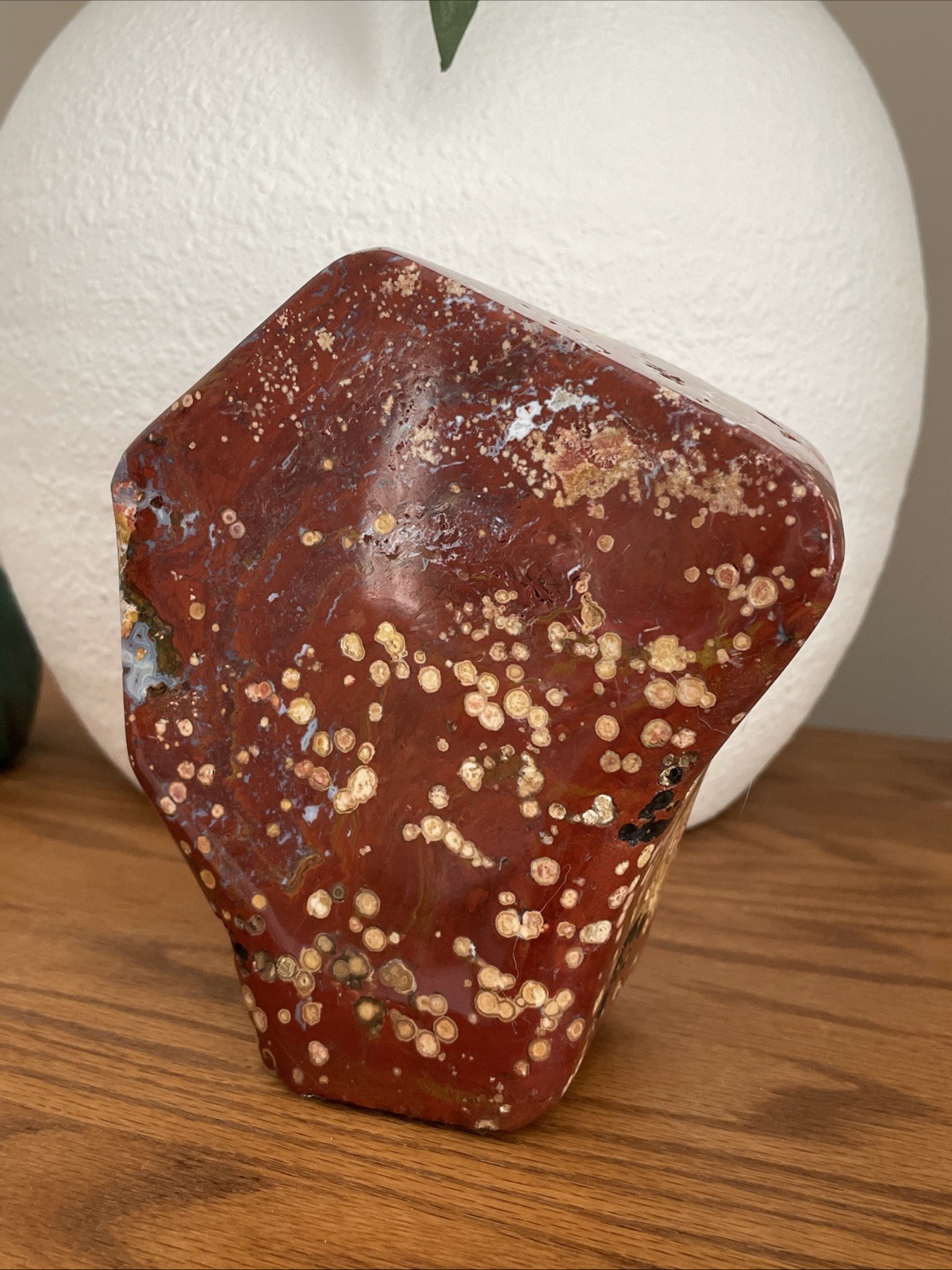 Red Orbicular Jasper – Carved And Polished – Display Piece Or Cabochon Material