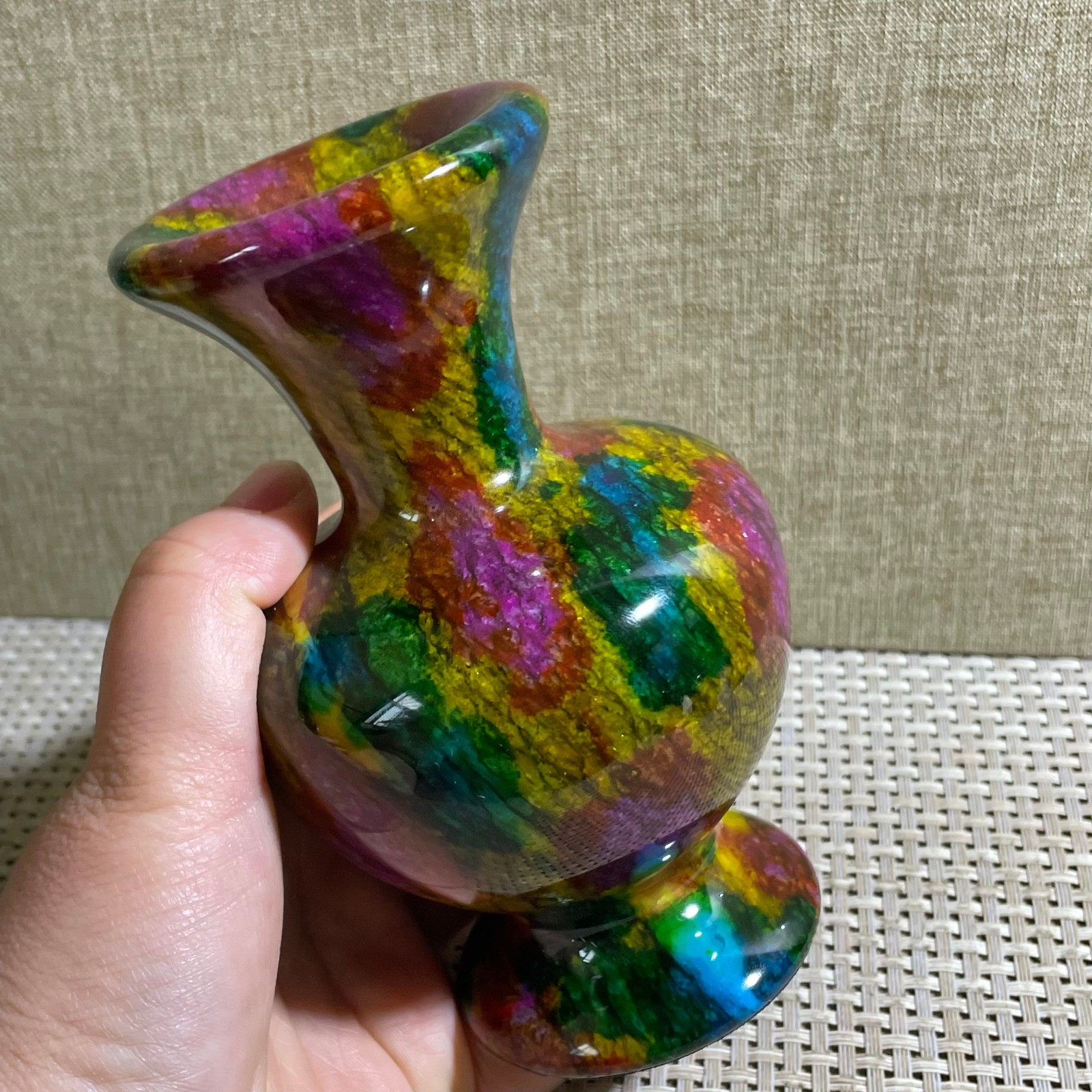 820g Seven Colors Jade vase specimen Decorative -Taiwan China