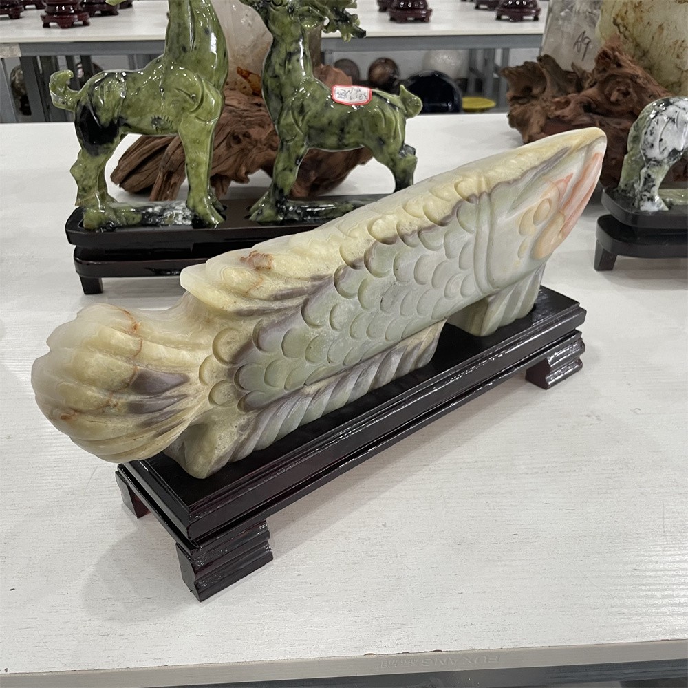 17.1LB 17.1″ Natural Afghan Jade Money Fish Quartz Crystal Animal Healing Decor