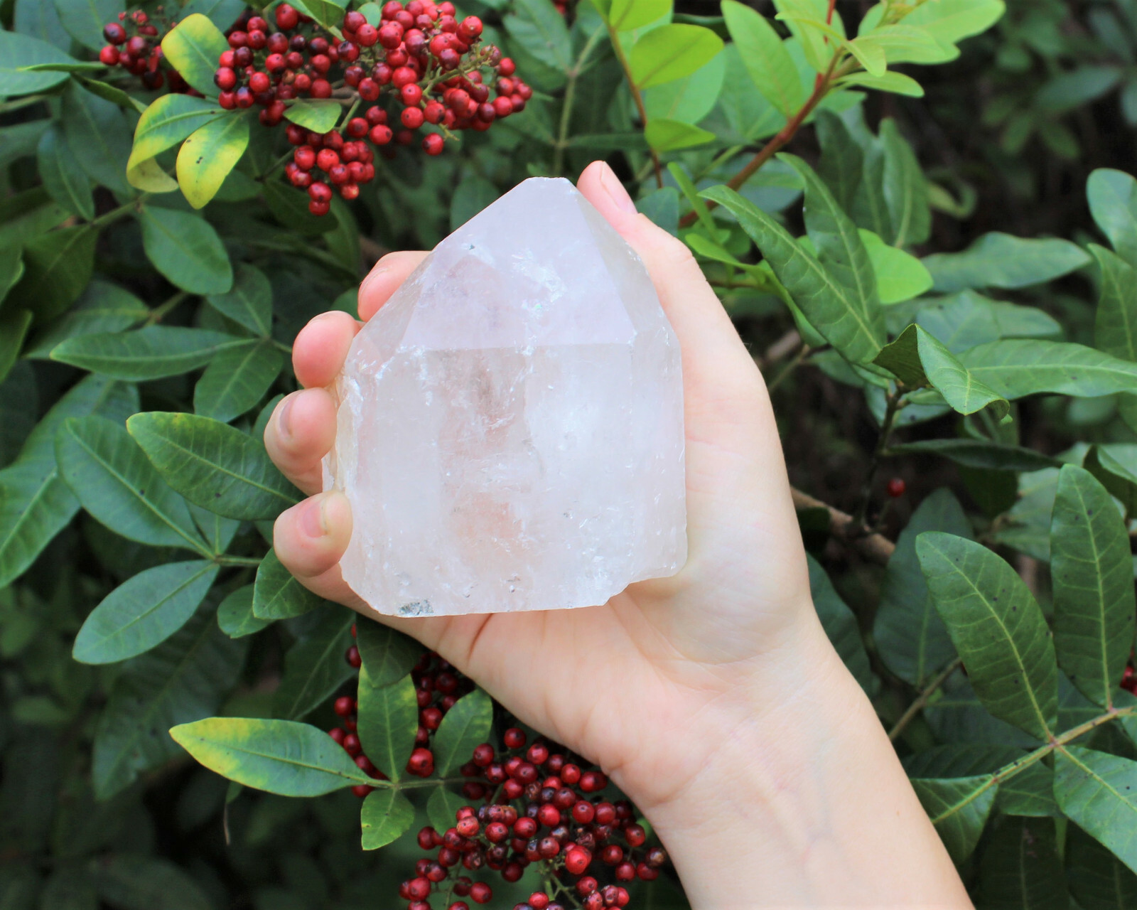 LARGE Clear Quartz Crystal Point with Cut Base – Free Standing Crystal Points