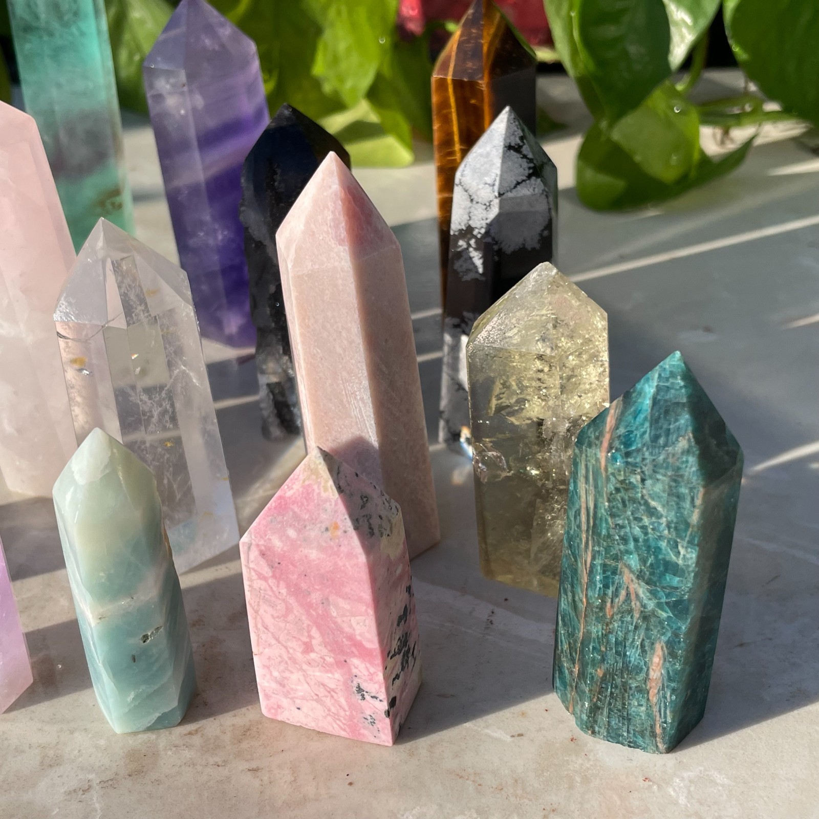 16pcs A LOT Natural quartz obelisk crystal WAND point healing random