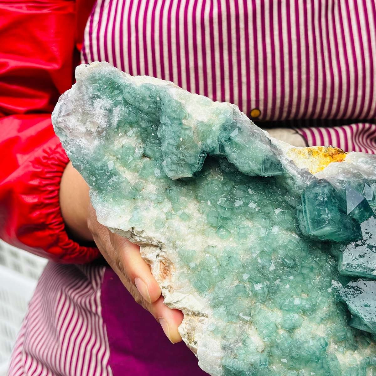 5.25LB Natural Green Fluorite Crystal Cluster Cubic Fluorite Specimen healing