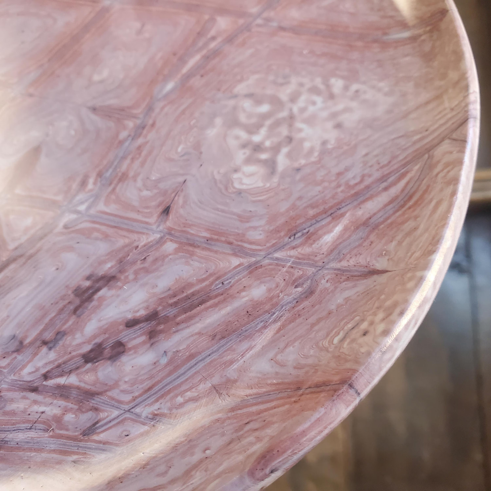 Picture Story Jasper Platter Plate Pink Pastel Serving Display Crystal 1260 gram