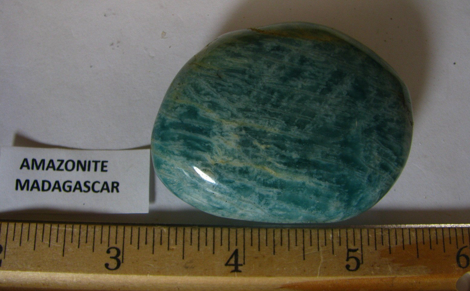 3oz 2.1 x 1.6 x .9nch AQUA AMAZONITE PALM STONE GREAT COLOR MADAGASCAR #033