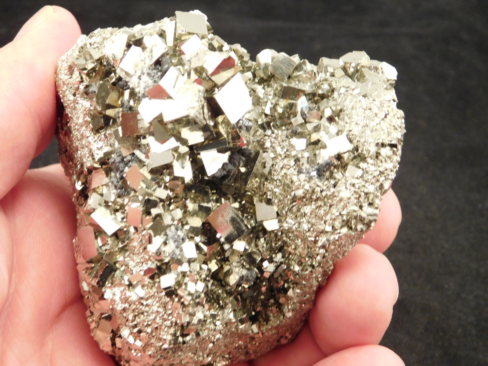 wOw! LARGER! Nice and 100% Natural Pyrite CUBE Cluster Peru 529gr
