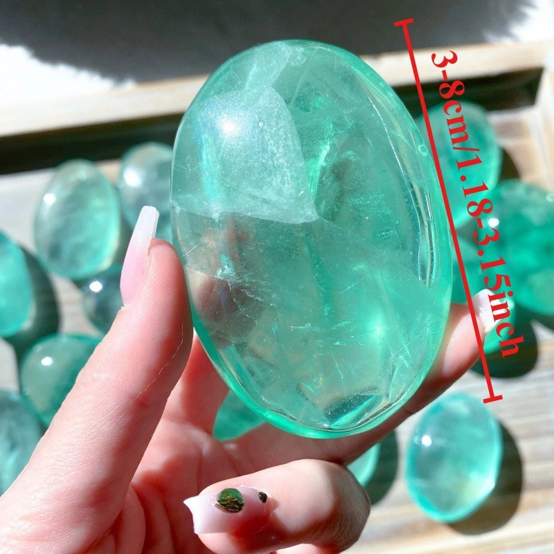 100-150g Natural Green Fluorite Palm Stone Polished Quartz Clear Healing Decor