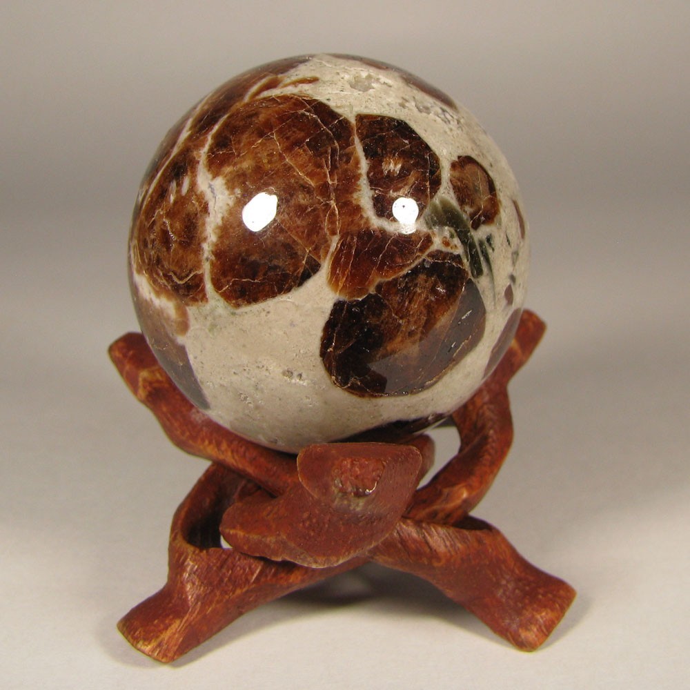 40mm Red GARNET in WOLLASTONITE Crystal Polished Sphere Ball w/ Stand – Namibia