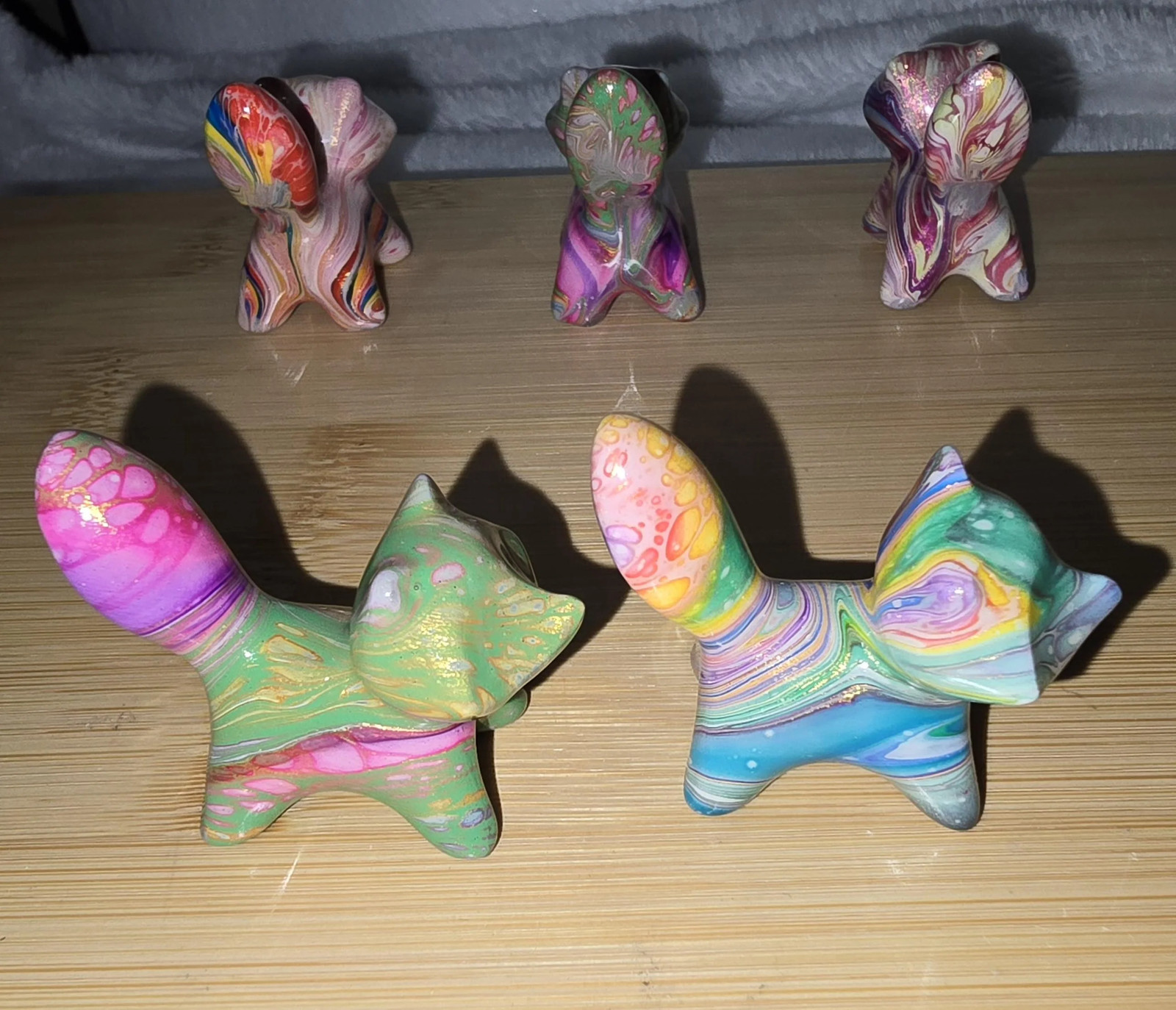 Colorful Daqi Scared Fox or Racoon Lacquer Painted Sandalwood