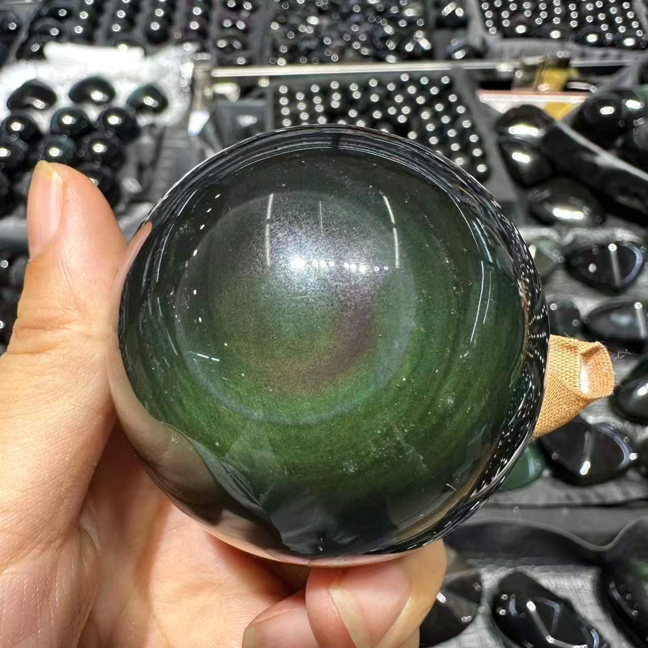 1pc Natural Rainbow Obsidian Quartz Carved Sphere Crystal Ball Reiki Decor