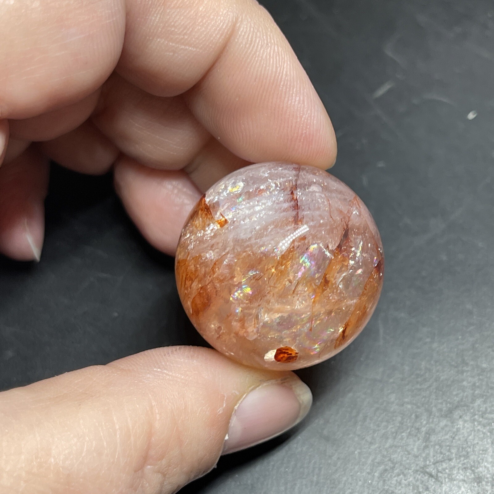 Fire Quartz Hematoid Crystal Sphere Ball Mini Sphere Marble 27.8mm