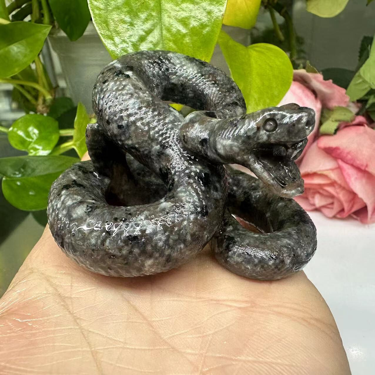 1pc Natural Yooperlite Quartz hand carved snake Crystal reiki healing decor gift