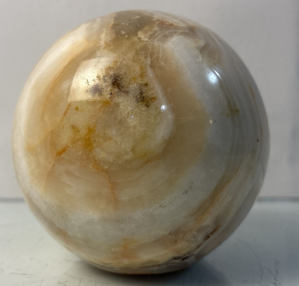 Vintage Marble Stone Sphere Ball Decorative Orb 4in Diameter Display Decor