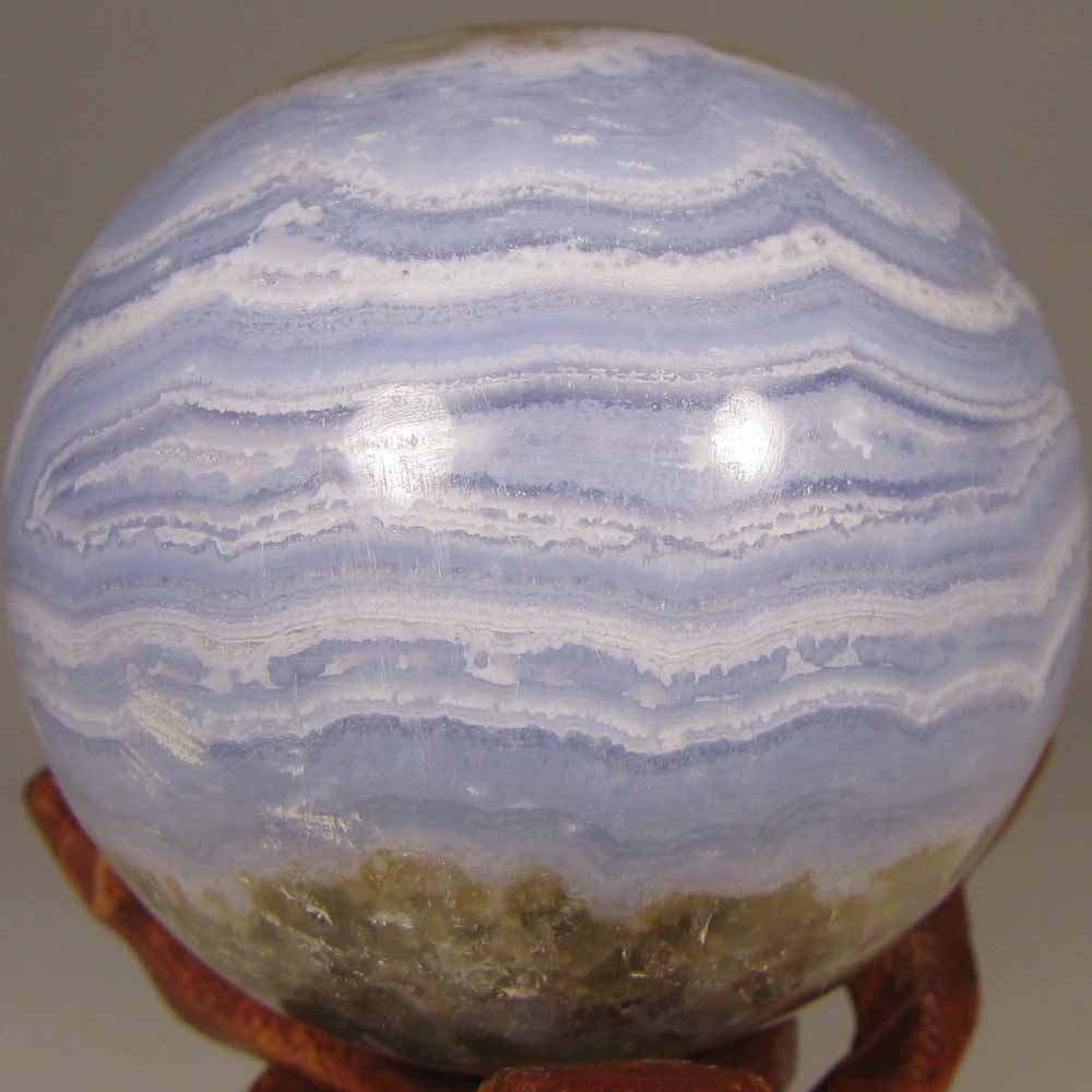 45mm BLUE LACE AGATE Polished Gemstone Sphere Ball w/ Stand – Namibia