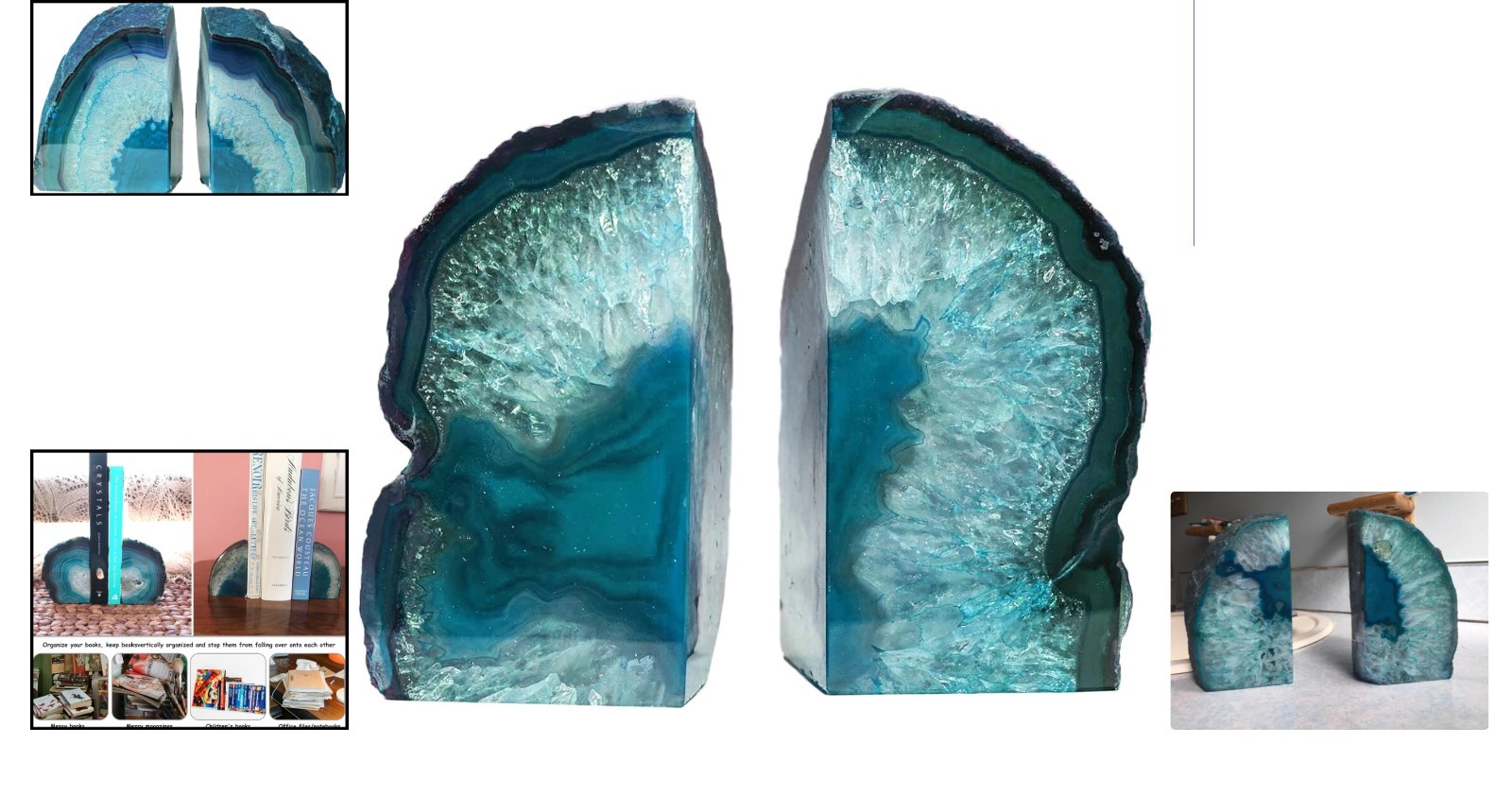 Elegant Teal Agate Bookends for Heavy Books – Lightweight Yet Sturdy Design