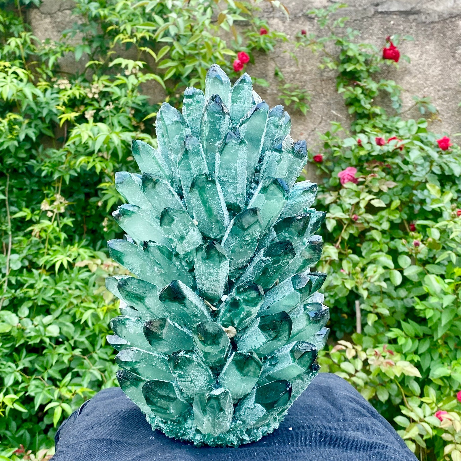 18LB New Find green Phantom Crystal Quartz Cluster Mineral Specimen Healing