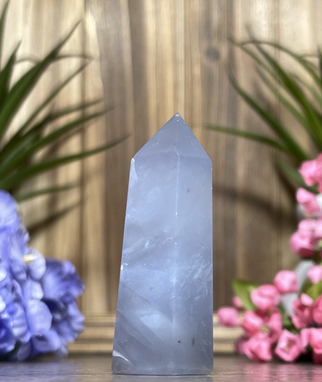 BLUE CHALCEDONY TOWER – Mineral Point Generator Chakra Reiki Witch Crystal Decor