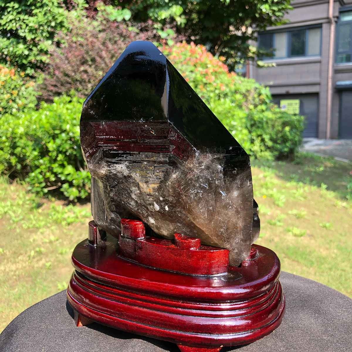 7.96LB Natural Dark tea quartz Crystal Specimen Reiki Mineral Add bracket 2343