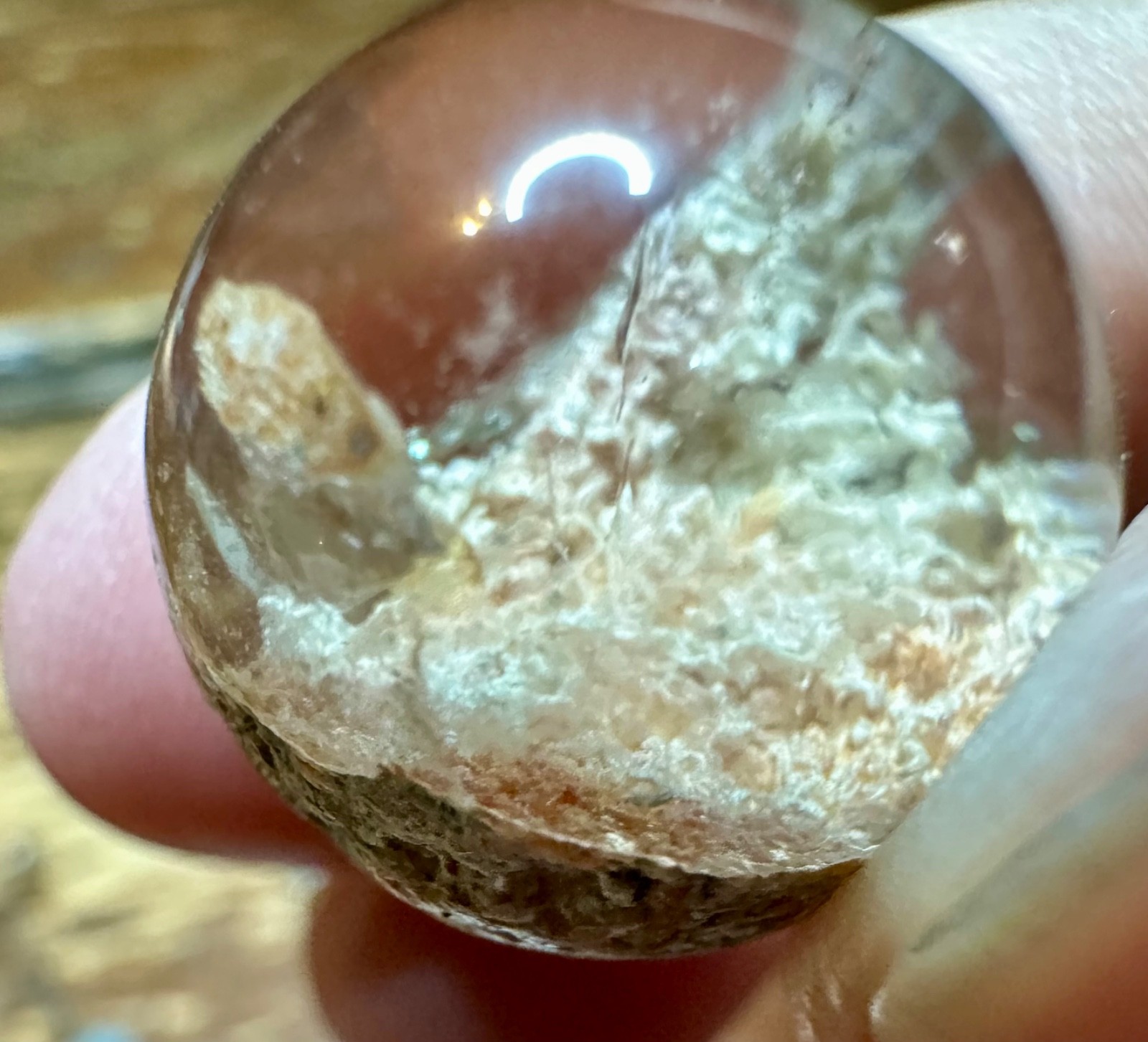 Teeny tiny super clear garden quartz crystal sphere with stand Free shipping